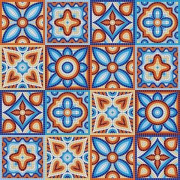 Ancient mosaic ceramic tile pattern. Stock Illustration