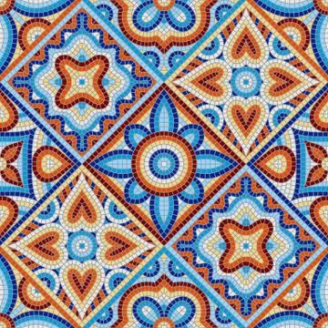 Ancient mosaic ceramic tile pattern. Illustrazione stock
