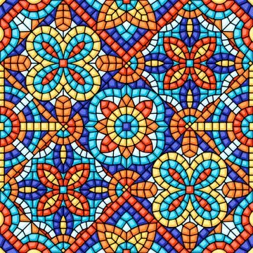 Ancient mosaic ceramic tile pattern. Stock Illustration