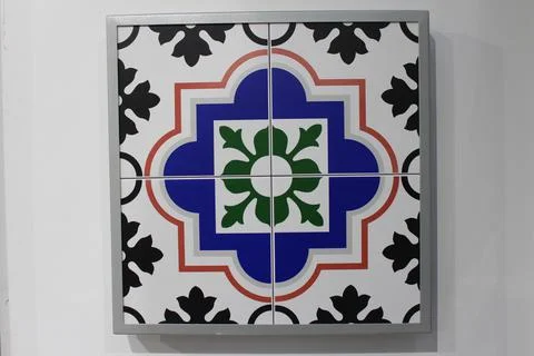 Ancient mosaic ceramic tile pattern. Colorful tessellation ornament. Floral d Stock Photos