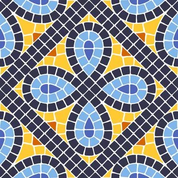 Ancient mosaic seamless pattern. Decorative antique stone ornament. Stock Illustration