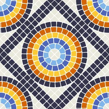 Ancient mosaic seamless pattern. Decorative antique stone ornament. Stock Illustration