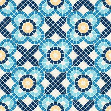 Ancient mosaic seamless pattern. Decorative antique stone ornament. Illustrazione stock