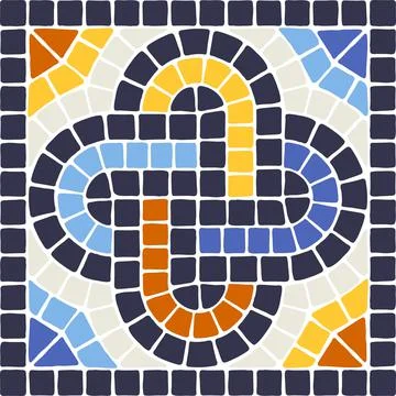 Ancient mosaic tile pattern. Decorative antique stone ornament. Stock Illustration