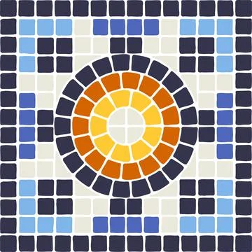 Ancient mosaic tile pattern. Decorative antique stone ornament. Stock Illustration