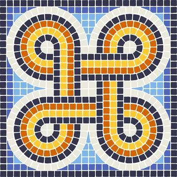 Ancient mosaic tile pattern. Decorative antique stone ornament. Stock Illustration