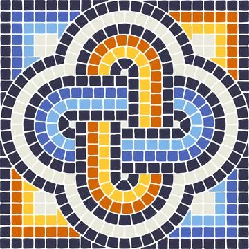 Ancient mosaic tile pattern. Decorative antique stone ornament. Stock Illustration