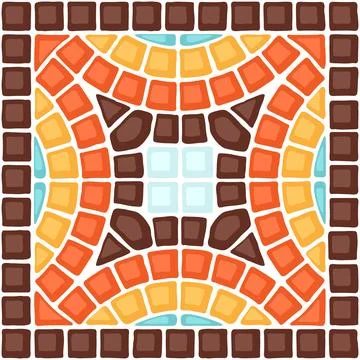 Ancient mosaic tile pattern. Decorative antique stone ornament. Stock Illustration