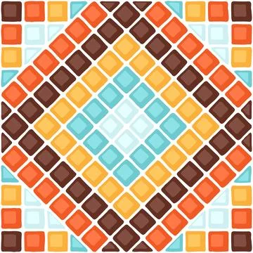 Ancient mosaic tile pattern. Decorative antique stone ornament. Stock Illustration