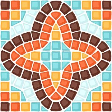 Ancient mosaic tile pattern. Decorative antique stone ornament. Stock Illustration