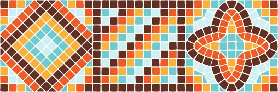 Ancient mosaic tile pattern. Decorative antique stone ornament. Stock Illustration