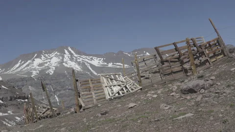 Ancient mountain corral structure on top of Cordillera de lo Andres, Chile Stock Footage 144113514