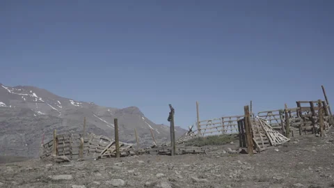 Ancient mountain corral structure on top of Cordillera de lo Andres, Chile Stock Footage 144115232