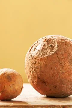 Ancient mud balls display at the local museum. Stock Photos