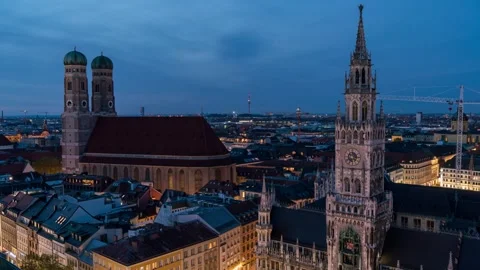 Ancient Munich Facades and Crowds Condensed in Time Stock Footage 309538769