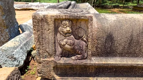An ancient Muragala (guard stone) in Sri Lanka. 4K Video stock 332818001