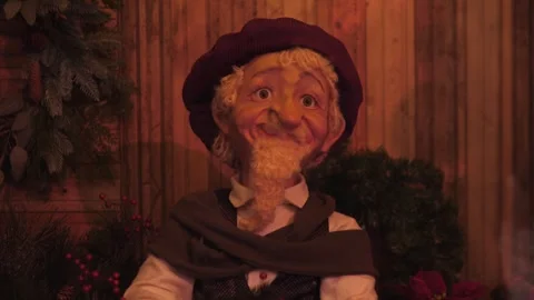 Ancient Narrator With Cozy Background, Bearded Puppet Storyteller In Rustic Stock Footage 327584062