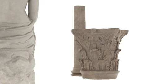 Ancient objects from antique excavations rotate clockwise on a white background Stock-Footage 148959024