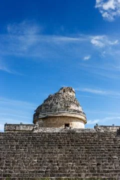 Ancient observatory at Chichen Itza, Yucatan, Mexico Stock Photos