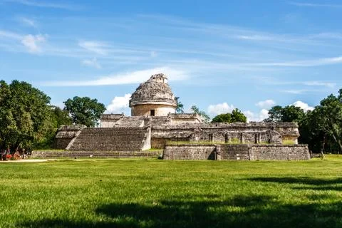 Ancient observatory at Chichen Itza, Yucatan, Mexico Stock Photos