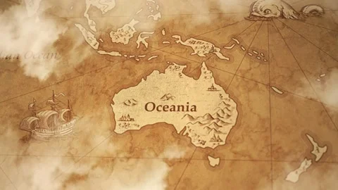 Ancient Oceania World Map Stock Footage 341687895