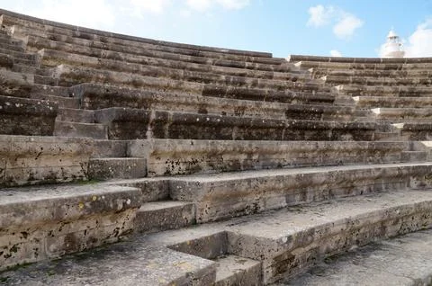 The Ancient Odeon is a functioning ancient theater in the Archaeological Park Stock Photos