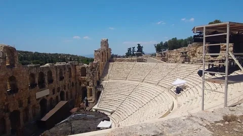 Ancient Odeon of Herodes Atticus Theatre Athens Greece Video stock 332754818
