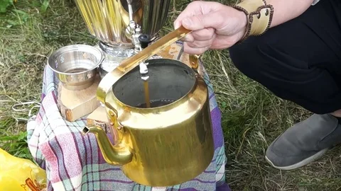 Ancient old samovar Stock Footage 79503295
