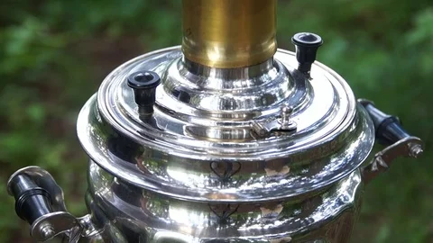 Ancient old samovar Stock Footage 80676579