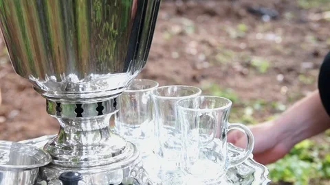 Ancient old samovar Stock Footage 80676861