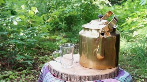 Ancient old samovar Stock Footage 80752258