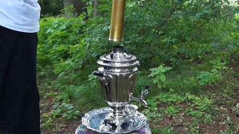 Ancient old samovar Stock Footage 80906677