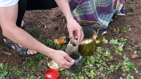 Ancient old samovar. Vintage teapot Stock Footage 80906629
