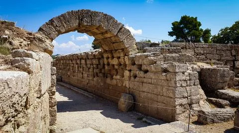 Ancient Olympia gate Stock Photos