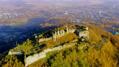 Ancient orders high on the mountain. The city stretched out below. Incredible Stock Footage 201733336