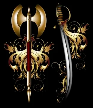 Ancient ornate arms Stock Illustration