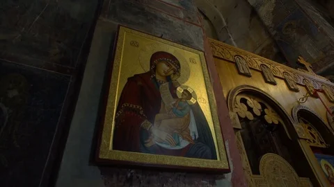 Ancient Orthodox Icon Stock Footage 75836116