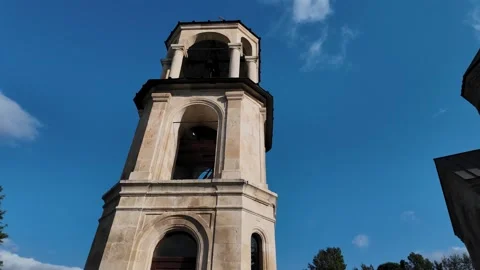 Ancient orthodox monastery bell tower against blue sky 库存影片 344814183