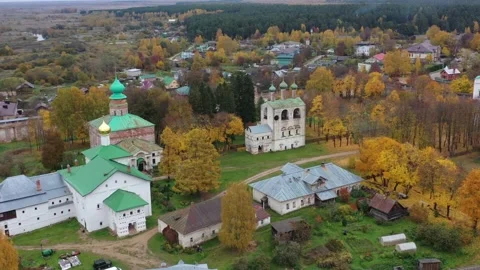 The ancient Orthodox monastery of Borisoglebsk for men, founded in the 14th Stock Footage 163634717