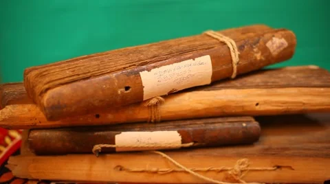 ANCIENT PALM LEAF BOOK Stock Footage 48880535