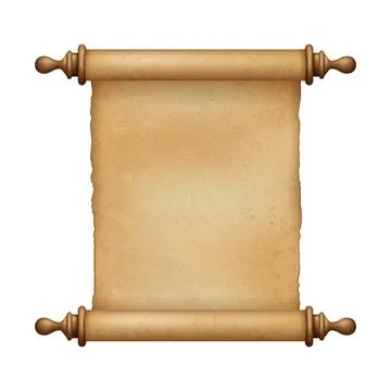 Ancient Paper, Parchment Scroll, realistic vector illustration. Illustrazione stock