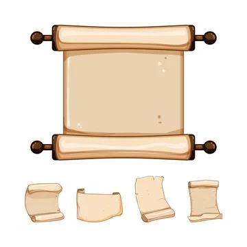Ancient paper scroll with blank parchment message Stock Illustration