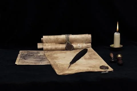 Ancient paper scrolls. Stock Photos