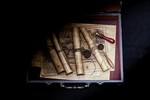 Ancient paper scrolls. Stock Photos