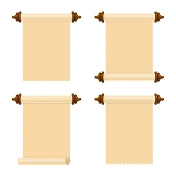 Ancient Paper Scrolls Set on White Background. Vector Stock Illustration