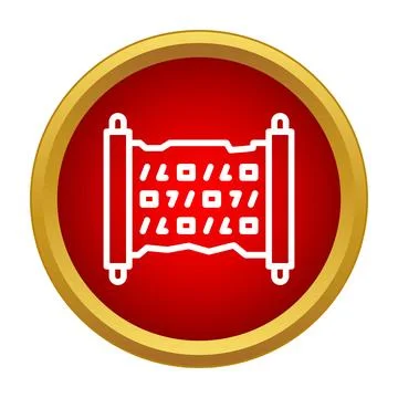 Ancient papyrus manuscript scroll with hieroglyphs icon Stock Illustration