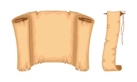 Ancient Papyrus Scrolls Set, Old Parchments with Space for Text Vector Stock Illustration