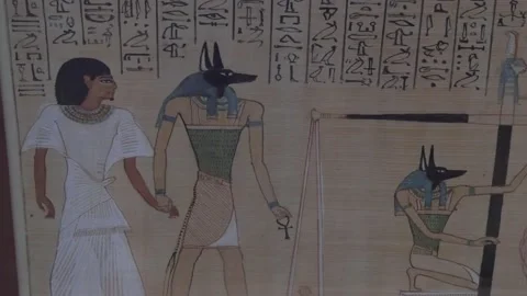 Ancient Papyrus Showing Anubis On Display In The British Museum In London Stock Footage 154156568