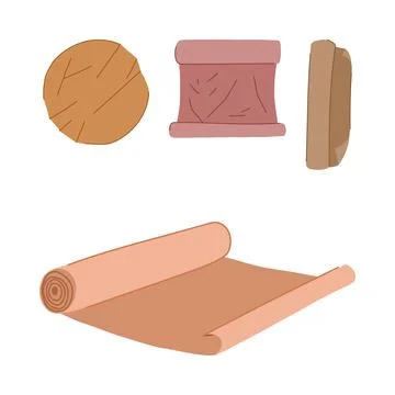 Ancient parchment paper scroll flat illustration Stock Illustration