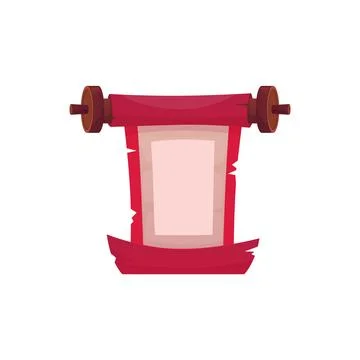 Ancient parchment roll space for text, game old paper blank scroll on wooden hub Stock Illustration